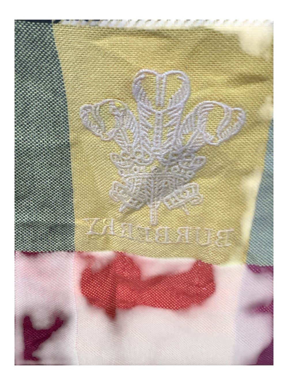 Burberry Pastel Check Scarf with White Embroidered Crest